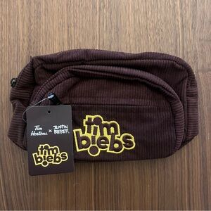 Justin Bieber Tim Hortons brown corduroy Fanny pack NWT Tim Biebs merch RARE